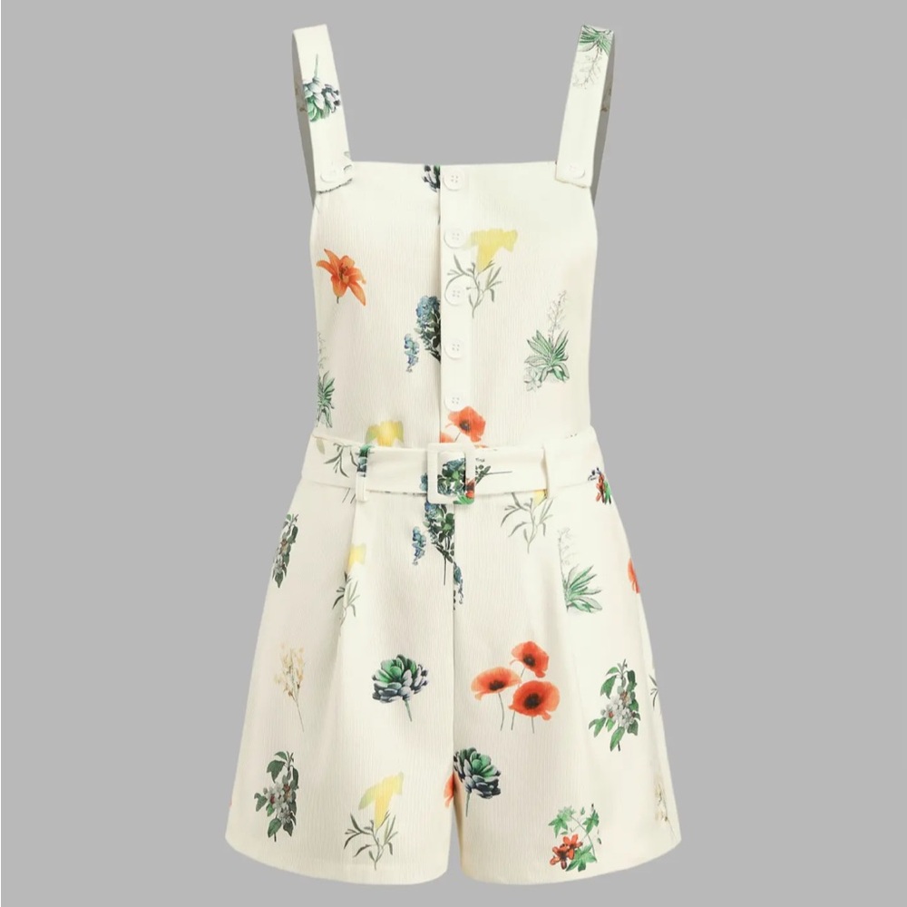 CIDER OVERALLS FLORAL ROMPER